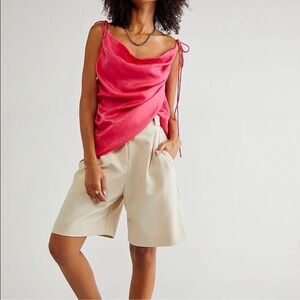 Free People Hattie Silky Tunic/ Mini Slip Dress Raspberry Pink